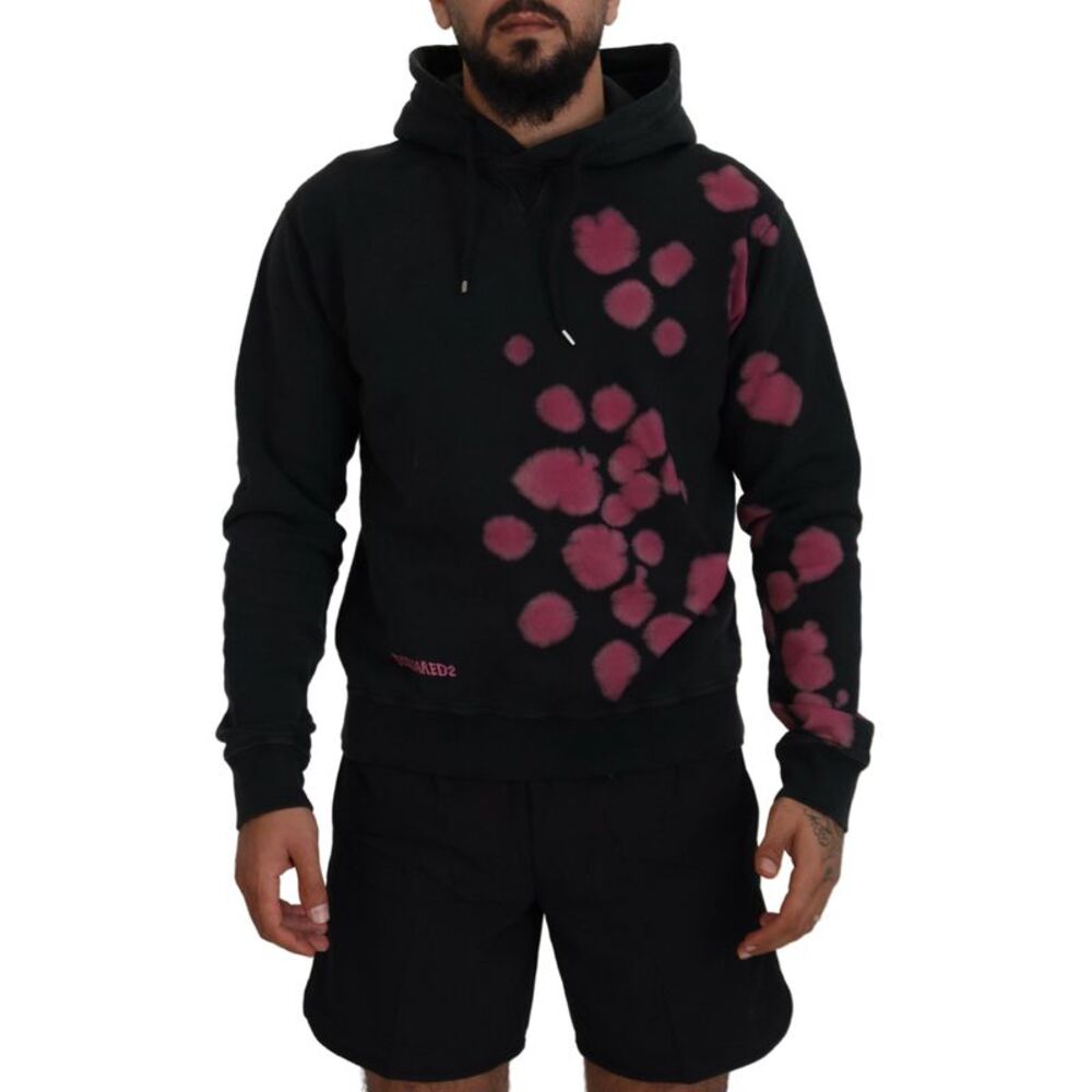 Dsquared² Black Tie Dye Cotton Hooded Sweatshirt Men's Sweater